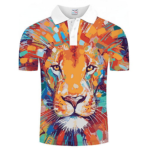 

Men's Graphic Animal Print Polo Daily Orange