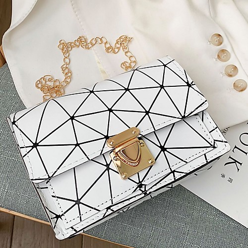 

Women's PU Crossbody Bag Striped White / Black / Blushing Pink