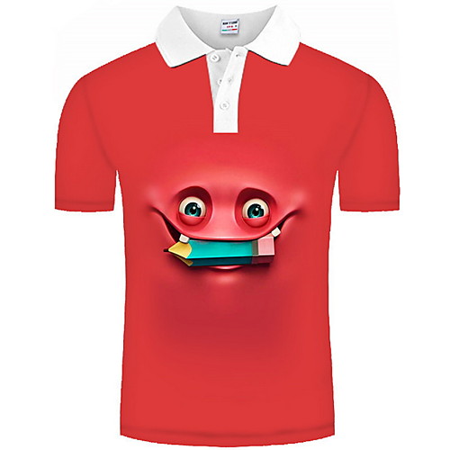 

Men's Graphic Print Polo Daily Red