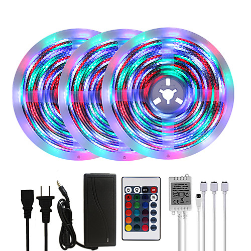 

Bright RGBW LED Strip Lights 15M(3x5M) Waterproof RGBW Tiktok Lights 3510LEDs SMD 2835 with 24 Keys IR Remote Controller and 100-240V Adapter for Home Bedroom Kitchen TV Back Lights DIY Deco