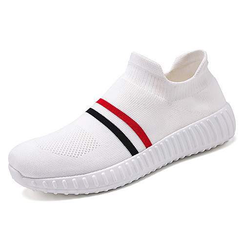 

Women's Trainers / Athletic Shoes 2020 Summer / Fall Flat Heel Round Toe Casual Sweet Athletic Striped Mesh Running Shoes White / Black