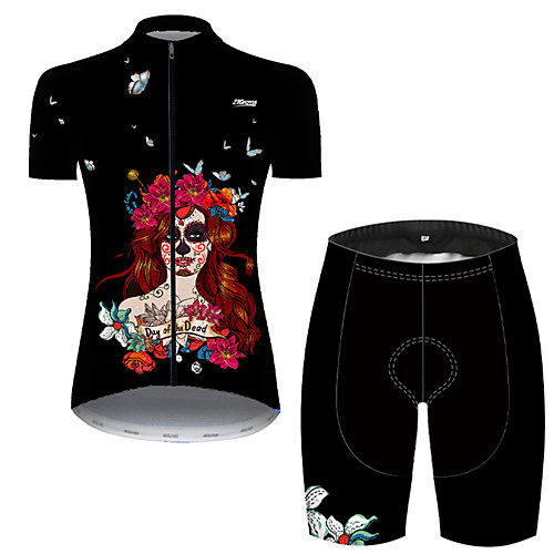 

21Grams Women's Short Sleeve Cycling Jersey with Shorts Black / Red Bike Breathable Sports Patterned Mountain Bike MTB Road Bike Cycling Clothing Apparel / Stretchy