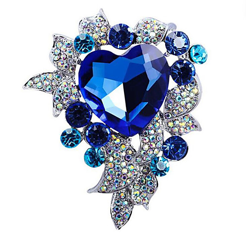 

Women's Synthetic Aquamarine Brooches Classic Flower Fashion 18K Gold Plated Imitation Diamond Brooch Jewelry Red Champagne Royal Blue For Party Evening Festival