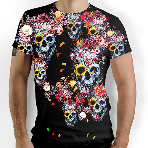 

Men's Graphic Skull Print T-shirt Basic Daily Black