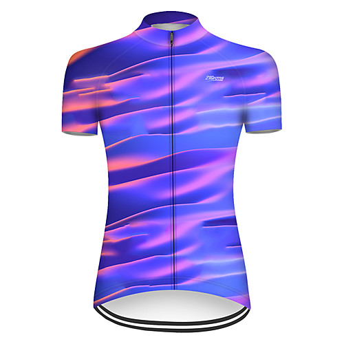 

21Grams Women's Short Sleeve Cycling Jersey Nylon Violet Stripes Gradient 3D Bike Jersey Top Mountain Bike MTB Road Bike Cycling Breathable Quick Dry Sports Clothing Apparel / Micro-elastic