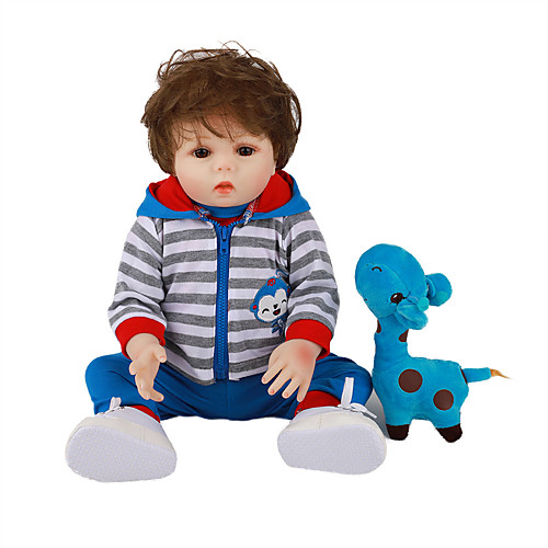 

FeelWind 18 inch Reborn Doll Baby & Toddler Toy Reborn Toddler Doll Baby Boy Gift Cute Lovely Parent-Child Interaction Tipped and Sealed Nails Full Body Silicone LV053 with Clothes and Accessories