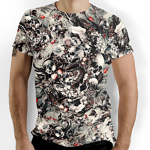 

Men's Graphic Skull Print T-shirt Basic Daily Black