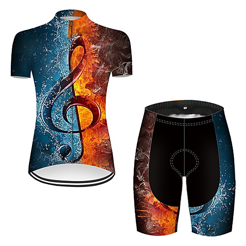 

21Grams Women's Short Sleeve Cycling Jersey with Shorts BlueYellow Bike Breathable Sports Patterned Mountain Bike MTB Road Bike Cycling Clothing Apparel / Stretchy