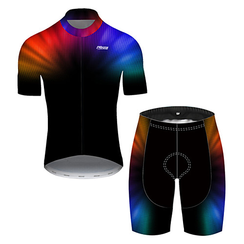 

21Grams Men's Short Sleeve Cycling Jersey with Shorts Black / Blue Bike Breathable Sports Grid / Plaid Mountain Bike MTB Road Bike Cycling Clothing Apparel / Stretchy