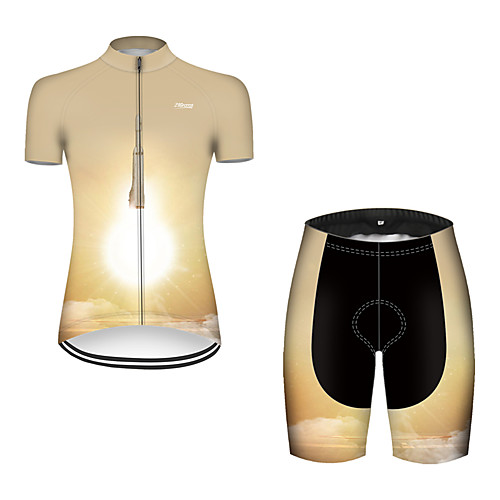 

21Grams Women's Short Sleeve Cycling Jersey with Shorts Nylon Polyester Black / Yellow 3D Gradient Rocket Bike Clothing Suit Breathable 3D Pad Quick Dry Ultraviolet Resistant Reflective Strips Sports