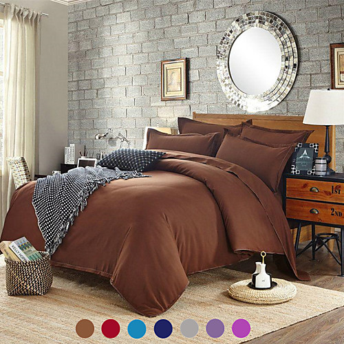 

Solid Color Duvet Cover Set with Zipper Closure, Ultra Soft Hypoallergenic 4 Pieces Comforter Cover Sets