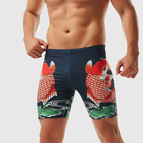 

Men's Black Blue Yellow Boy Leg Bottoms Bikini Bottoms Swimwear Swimsuit - Tribal Print Breathable M L XL Black