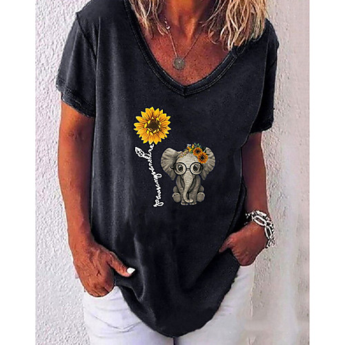 

Women's T-shirt Geometric Tops V Neck Loose Daily Summer White Black Blue Purple Red Gray S M L XL 2XL 3XL 4XL 5XL