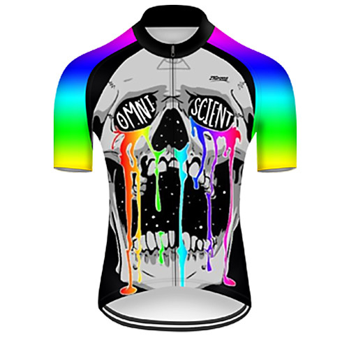 

21Grams Men's Short Sleeve Cycling Jersey Nylon Polyester Black / White 3D Gradient Skull Bike Jersey Top Mountain Bike MTB Road Bike Cycling Breathable Quick Dry Ultraviolet Resistant Sports