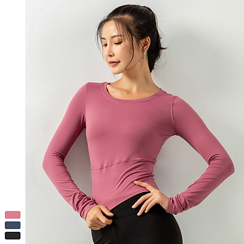 

Women's Yoga Top Fashion Black Pink Blue Elastane Yoga Running Fitness Top Long Sleeve Sport Activewear Breathable Quick Dry Comfortable Stretchy