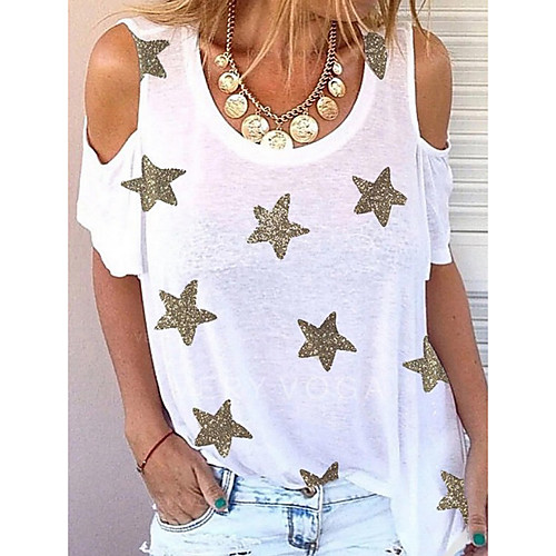 

Women's T-shirt Graphic Tops Round Neck Loose Daily White S M L XL 2XL 3XL 4XL