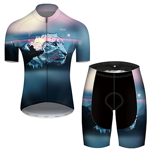 

21Grams Men's Short Sleeve Cycling Jersey with Shorts Blue Animal Bike Breathable Sports Patterned Mountain Bike MTB Road Bike Cycling Clothing Apparel / Stretchy