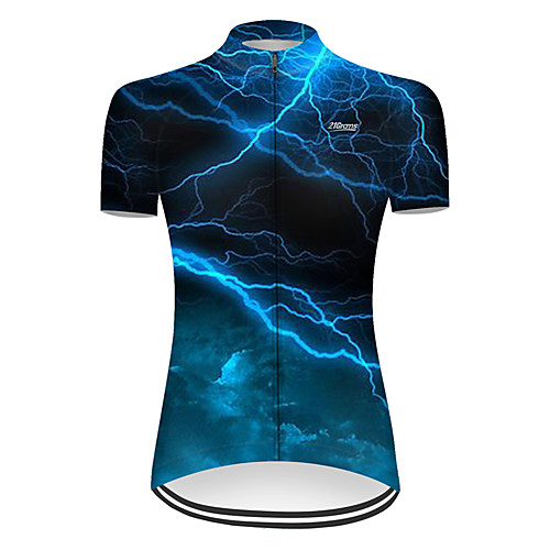 

21Grams Women's Short Sleeve Cycling Jersey Nylon Black / Blue Lightning Gradient 3D Bike Jersey Top Mountain Bike MTB Road Bike Cycling Quick Dry Breathable Sports Clothing Apparel / Micro-elastic