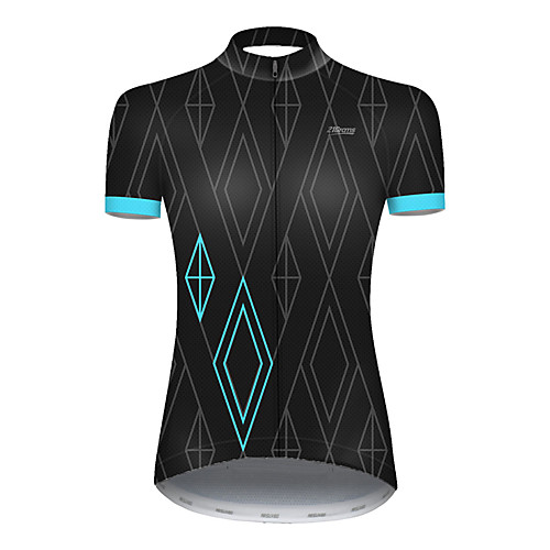 

21Grams Women's Short Sleeve Cycling Jersey Nylon Polyester Black / Blue Plaid / Checkered Patchwork Bike Jersey Top Mountain Bike MTB Road Bike Cycling Breathable Quick Dry Ultraviolet Resistant