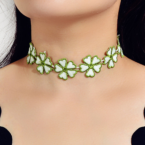 

Women's Necklace Flower Elegant Korean Sweet Fashion Fabric Green 41 cm Necklace Jewelry 1pc For Wedding Party Evening Engagement Prom Beach