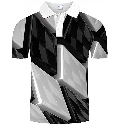 

Men's Graphic Print Polo Daily Gray