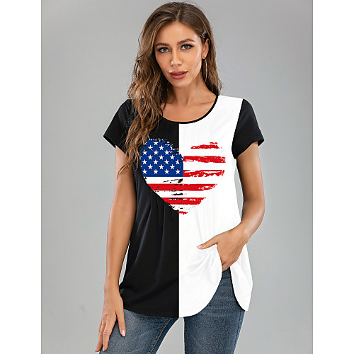 

Women's Rainbow National Flag American flag Print T-shirt Daily Rainbow