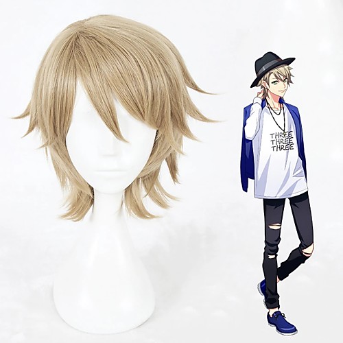 

Cosplay Costume Wig Cosplay Wig Kazunari Miyoshi Curly Cosplay Halloween With Bangs Wig Blonde Short Blonde Synthetic Hair 12 inch Men's Anime Cosplay Designers Blonde
