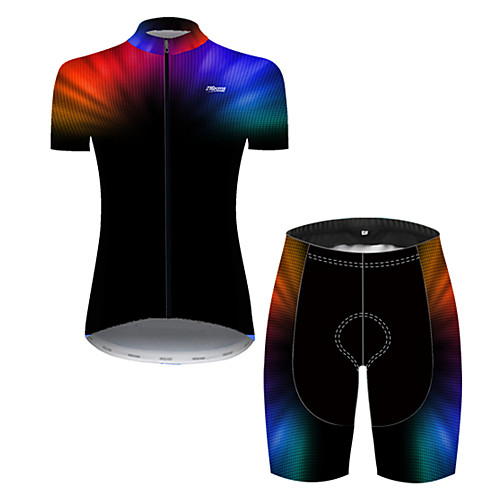 

21Grams Women's Short Sleeve Cycling Jersey with Shorts Black / Blue Bike Breathable Sports Patterned Mountain Bike MTB Road Bike Cycling Clothing Apparel / Stretchy
