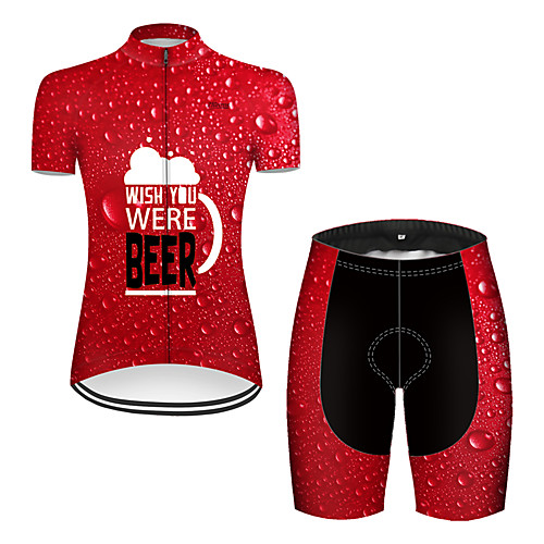 

21Grams Women's Short Sleeve Cycling Jersey with Shorts Nylon Red Oktoberfest Beer Bike Breathable Sports Patterned Mountain Bike MTB Road Bike Cycling Clothing Apparel / Stretchy