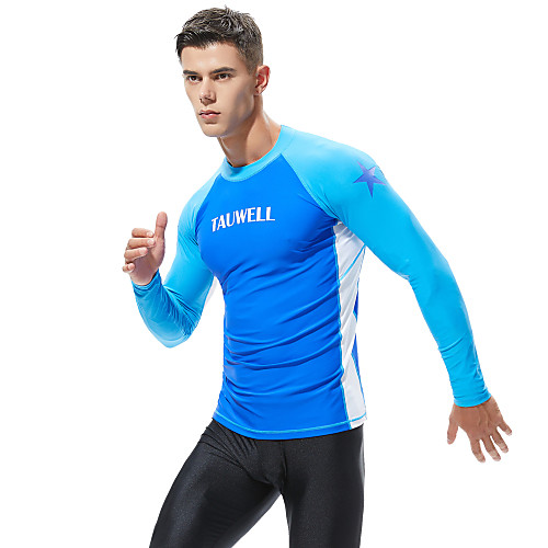 

SEOBEAN Men's Diving Rash Guard Top UV Sun Protection Breathable Long Sleeve Swimming Diving Surfing Patchwork Autumn / Fall Spring Summer / Stretchy