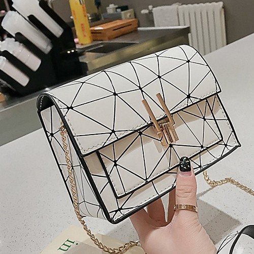 

Women's Zipper PU Crossbody Bag White / Black / Silver