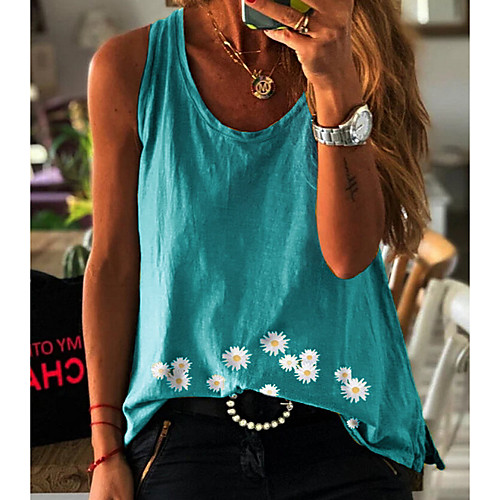 

Women's Floral Tank Top Daily Blue / Yellow / Green