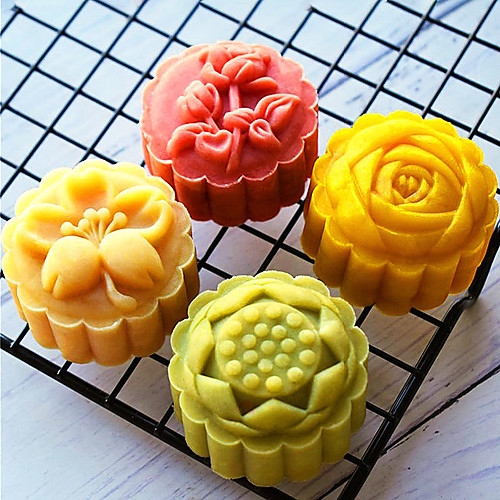

50 Gram Stereo Rose Flower Cartoon Cake Mould Diy Baking Pastry Tools Kitchen Bakeware Hand Press Plastic Round Moon Cake Mold
