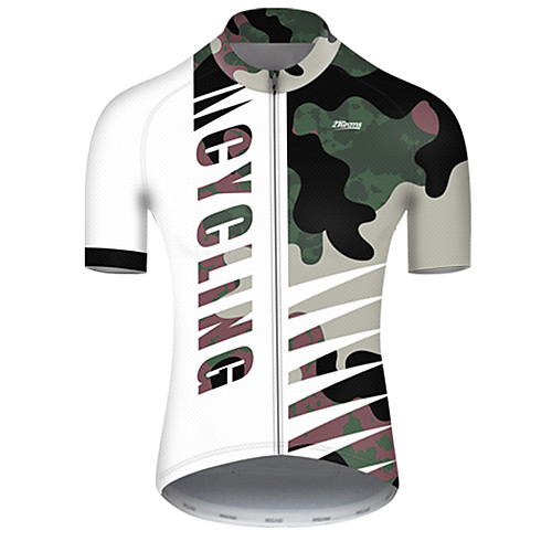 

21Grams Men's Short Sleeve Cycling Jersey GrayWhite Camo / Camouflage Bike Top Mountain Bike MTB Road Bike Cycling Breathable Sports Clothing Apparel / Micro-elastic