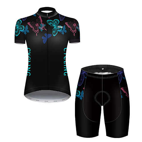 

21Grams Women's Short Sleeve Cycling Jersey with Shorts Black / Blue Butterfly Bike Breathable Sports Butterfly Mountain Bike MTB Road Bike Cycling Clothing Apparel / Stretchy