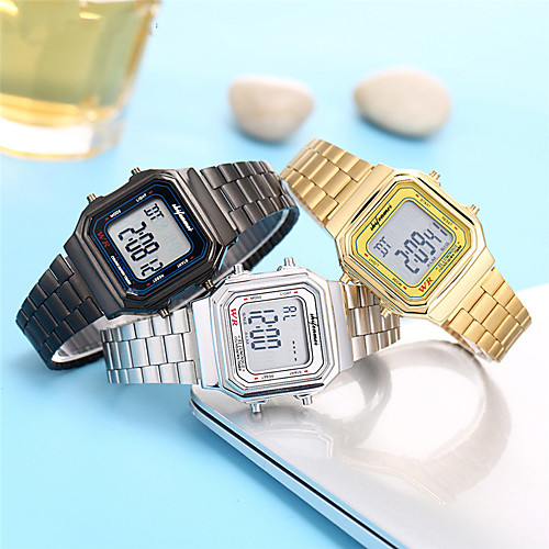 

Men's Digital Watch Digital Stainless Steel 30 m Water Resistant / Waterproof Alarm Clock Day Date Digital Fashion Cool - Black Gold Silver One Year Battery Life