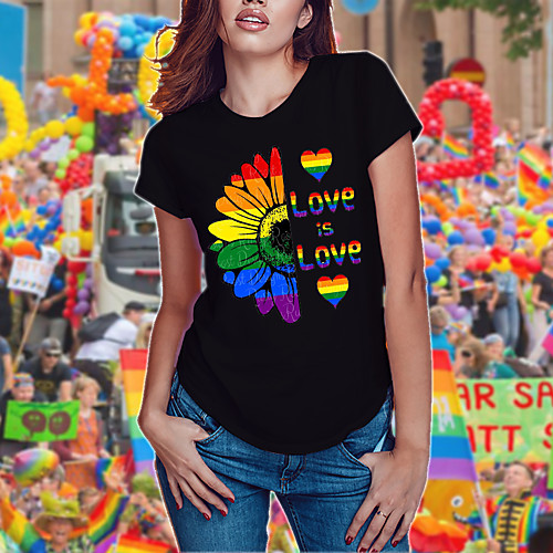 

Women's T-shirt Plus Size Graphic 3D Print Tops - Print Round Neck Loose Basic Daily Spring Summer Rainbow XS S M L XL 2XL 3XL 4XL 5XL 6XL / Going out