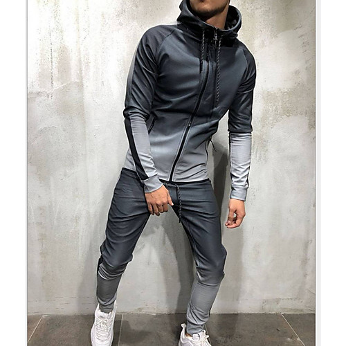 

Men's Activewear Set Color Block Hooded Basic Hoodies Sweatshirts Blue Red Green