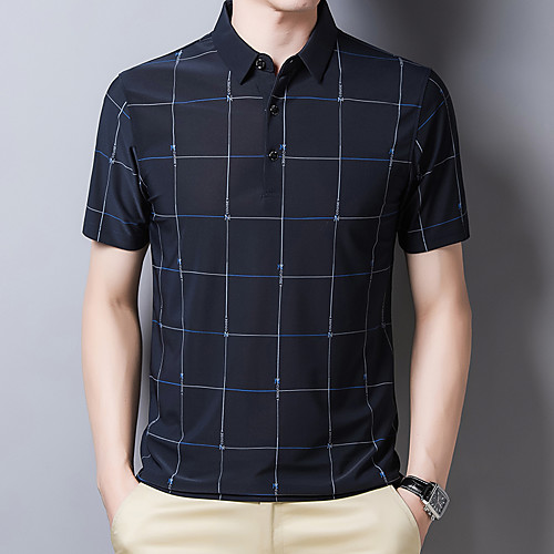 

Men's Polo Solid Colored Letter Print Short Sleeve Daily Tops Business Basic Black Blue Blushing Pink