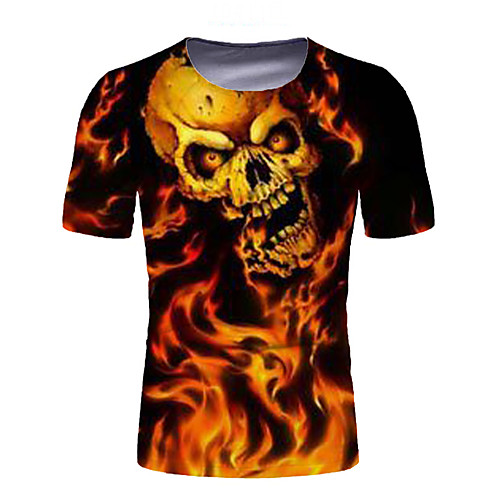 

Men's Graphic Skull T-shirt Basic Elegant Daily Going out Yellow