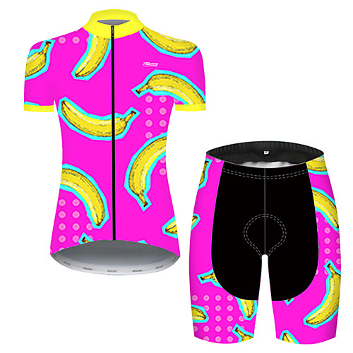 

21Grams Women's Short Sleeve Cycling Jersey with Shorts Nylon Polyester BlueYellow Fruit Banana Bike Clothing Suit Breathable 3D Pad Quick Dry Ultraviolet Resistant Reflective Strips Sports Fruit