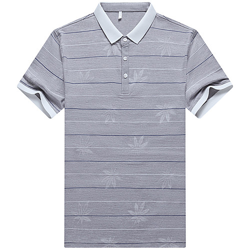 

Men's Striped Floral Polo - Cotton Business Basic Daily Work Shirt Collar Purple / Green / Gray / Short Sleeve