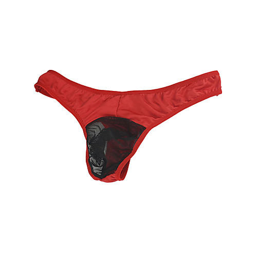 

Men's Mesh G-string Underwear - Normal Low Waist Black Red One-Size