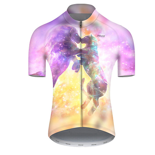 

21Grams Men's Short Sleeve Cycling Jersey Nylon Violet Gradient Lion Animal Bike Jersey Top Mountain Bike MTB Road Bike Cycling Breathable Quick Dry Sports Clothing Apparel / Micro-elastic