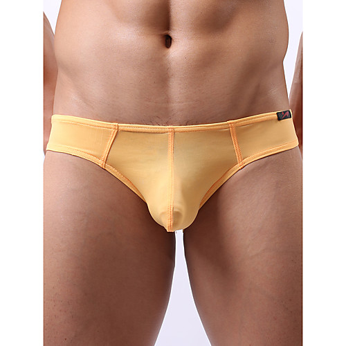 

Men's Basic Briefs Underwear - Normal Low Waist Yellow Khaki Green M L XL