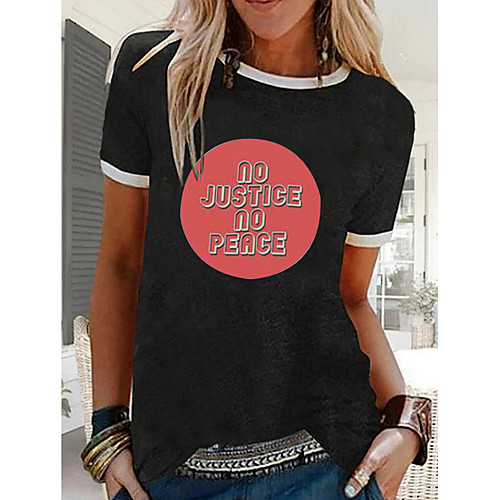 

Women's T-shirt Letter Tops - Print Round Neck Basic Daily Black M L XL 2XL 3XL