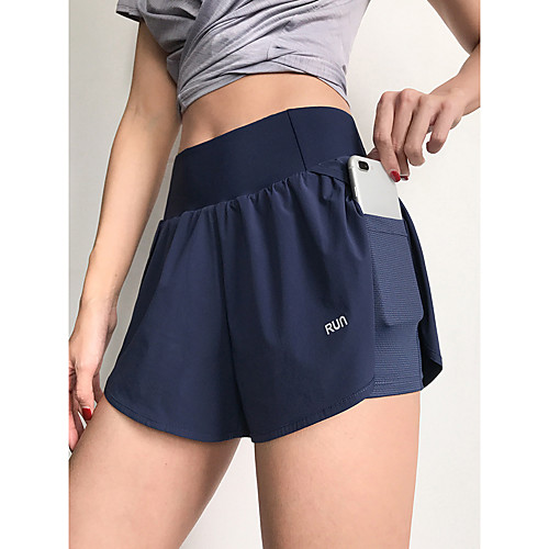 

Women's Running Shorts 2 in 1 Pocket Fashion White Black Blue Elastane Yoga Running Fitness Shorts Sport Activewear Comfy Breathable Quick Dry Soft Stretchy