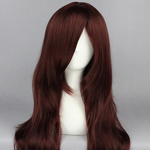 

Cosplay Wig D.Grayman Curly Wavy Cosplay Asymmetrical Wig Very Long Dark Red Synthetic Hair 26 inch Women's Anime Cosplay Women Red