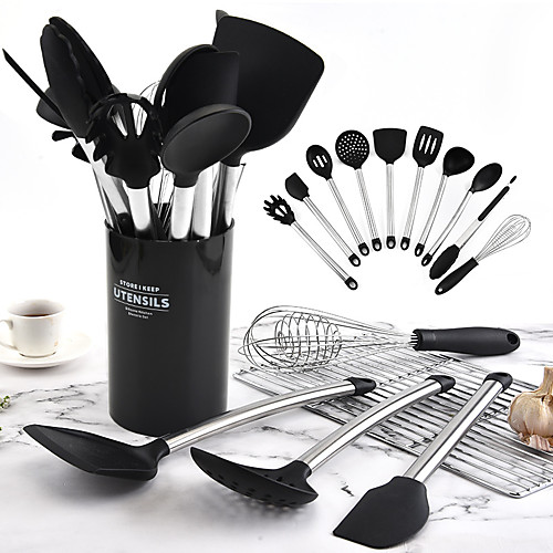 

Cooking Utensils Stainless Steel Plastic Heatproof Skimmer Cooking Utensils 11pcs