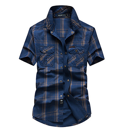 

Men's Plaid Shirt Basic Daily Army Green / Khaki / Royal Blue